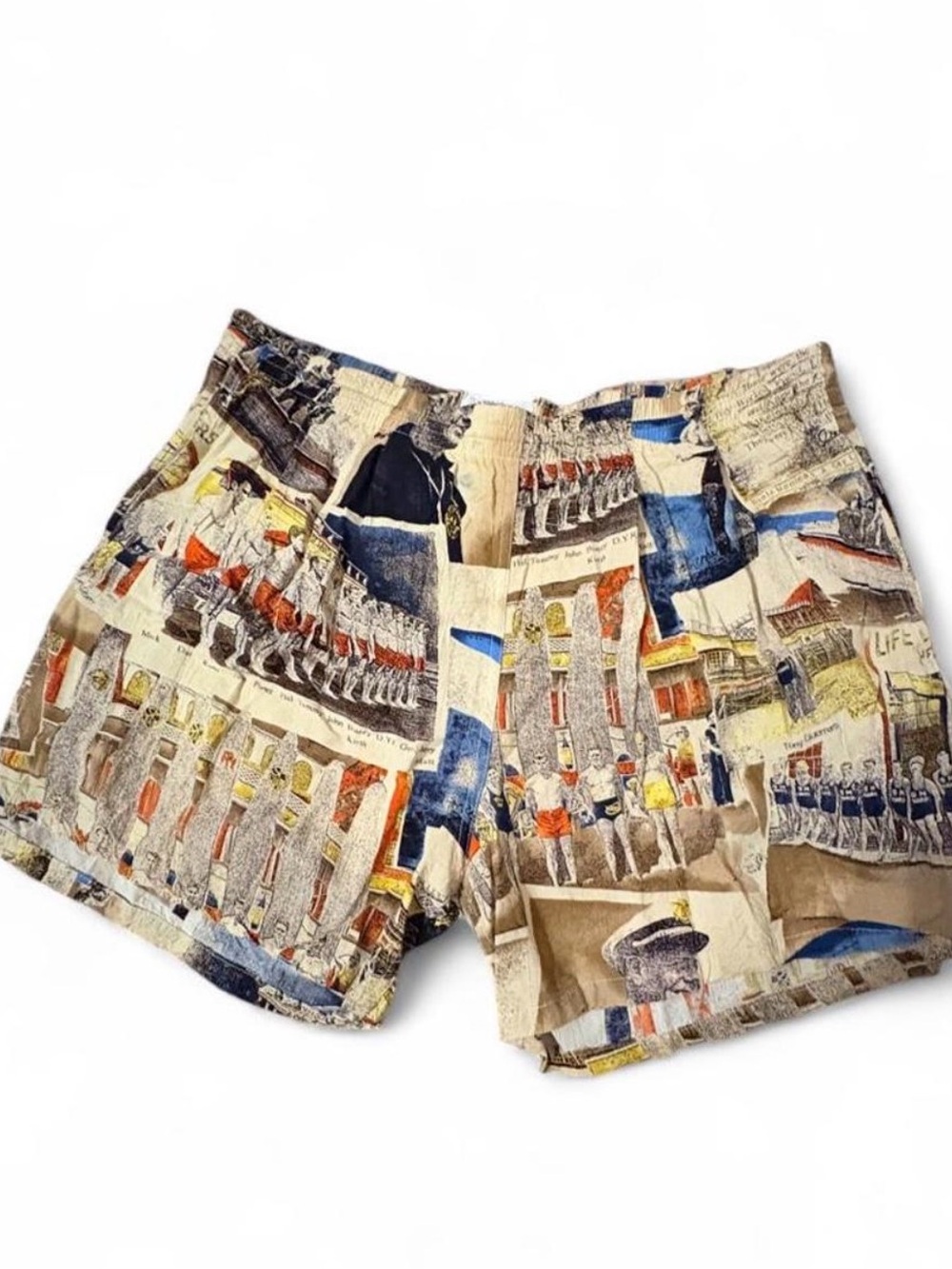 VTG Extremely Rare Jams World Printed Cotton Shorts in Beige Multi